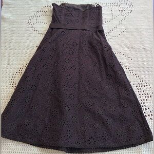 Banana Republic Strapless Dark Brown Eyelet Dress